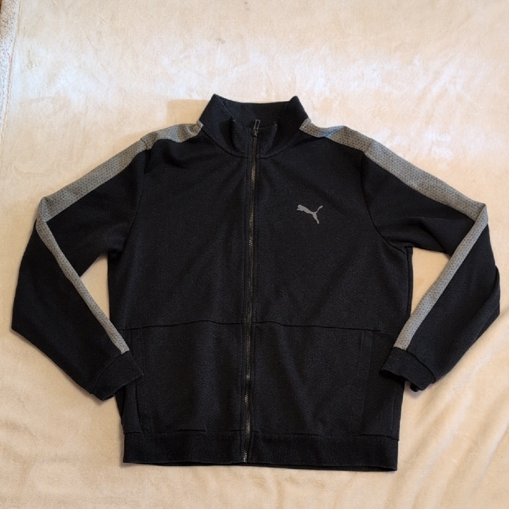 Puma Black and Gray Zip-Up Jacket Size Large